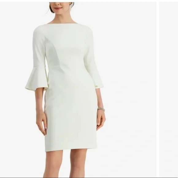 Harper rose bell sleeve bateau neck sheath dress on sale